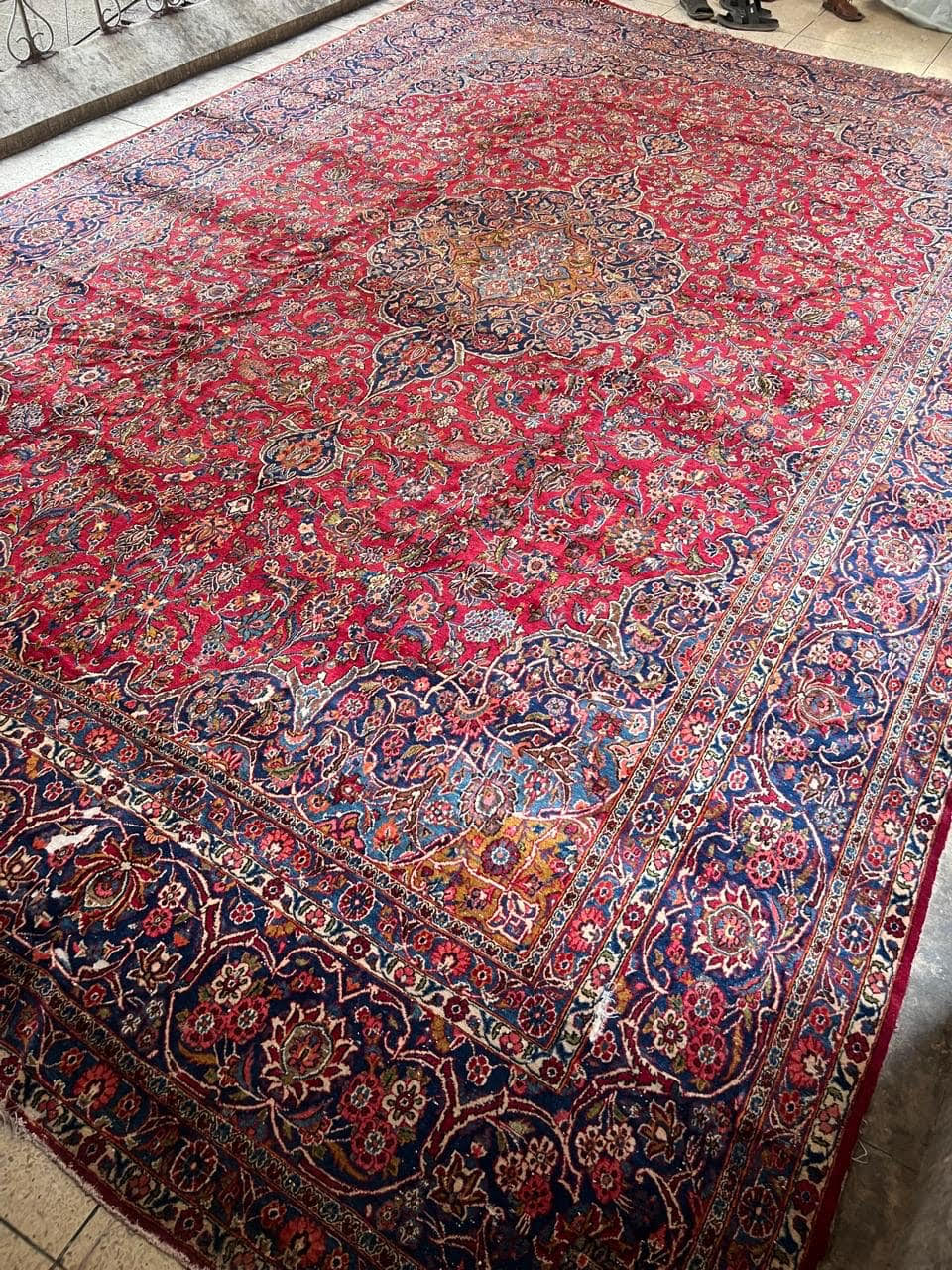 11' x 7' Stunning Authentic Vintage Persian Kashan Hand Knotted Area Rug 11' x 7' BR451