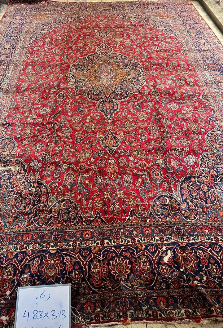 11' x 7' Stunning Authentic Vintage Persian Kashan Hand Knotted Area Rug 11' x 7' BR451