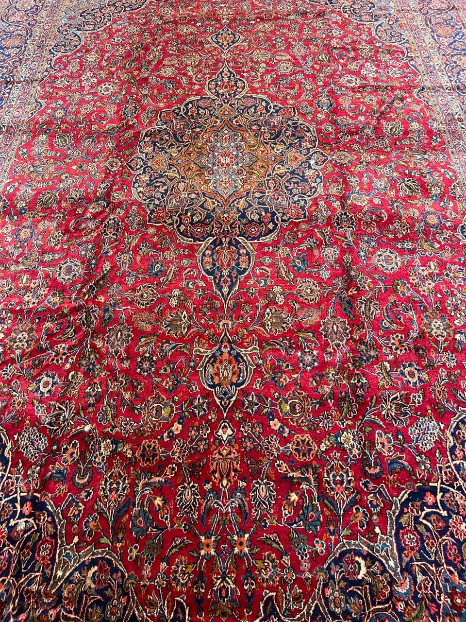 11' x 7' Stunning Authentic Vintage Persian Kashan Hand Knotted Area Rug 11' x 7' BR451