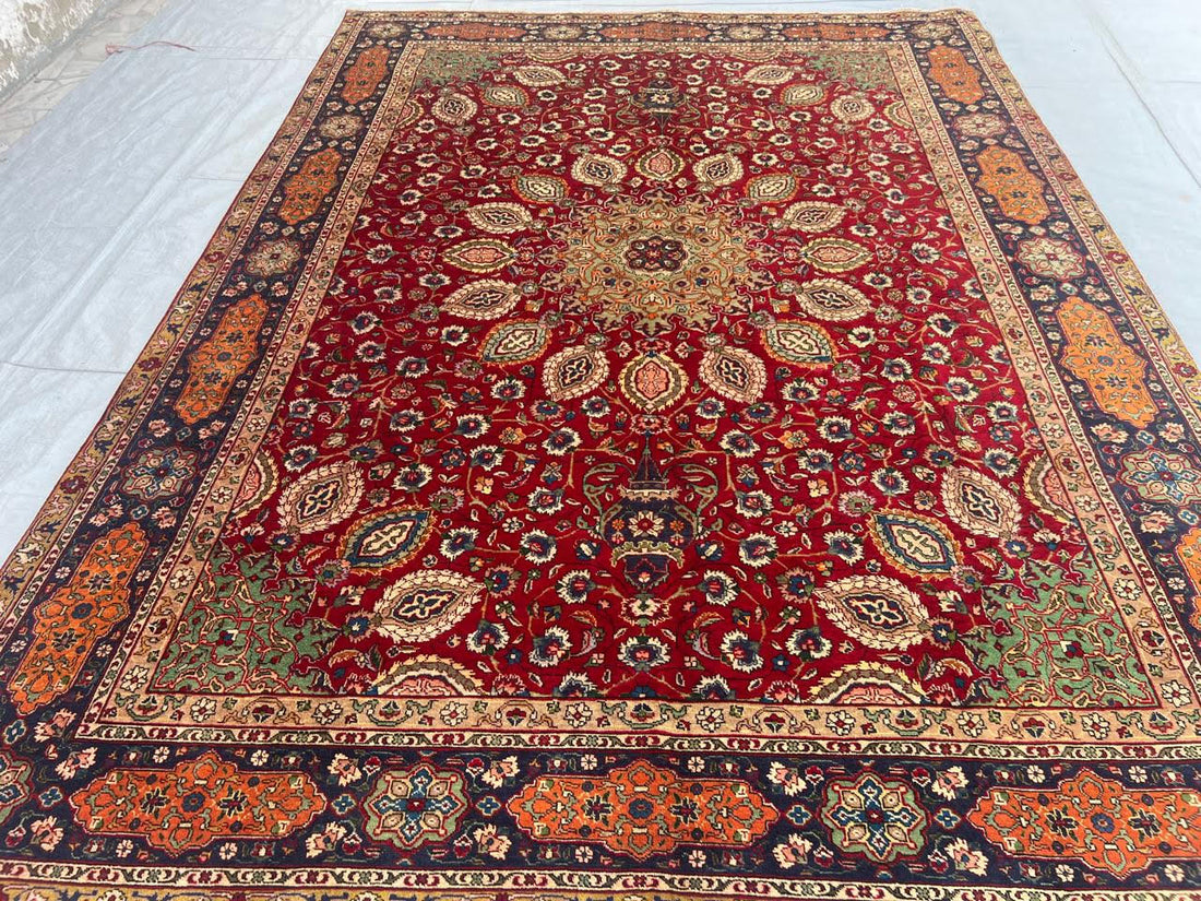 13' x 8' Authentic Persian Tabriz Ardabil Hand Knotted Finest Wool Area Rug BR452