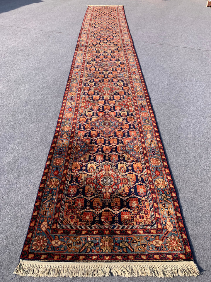 16.8' x 2.6' Spectacular Authentic Persian Yamoud Tribal Hand Knotted Fine Wool Runner / Rug BR737