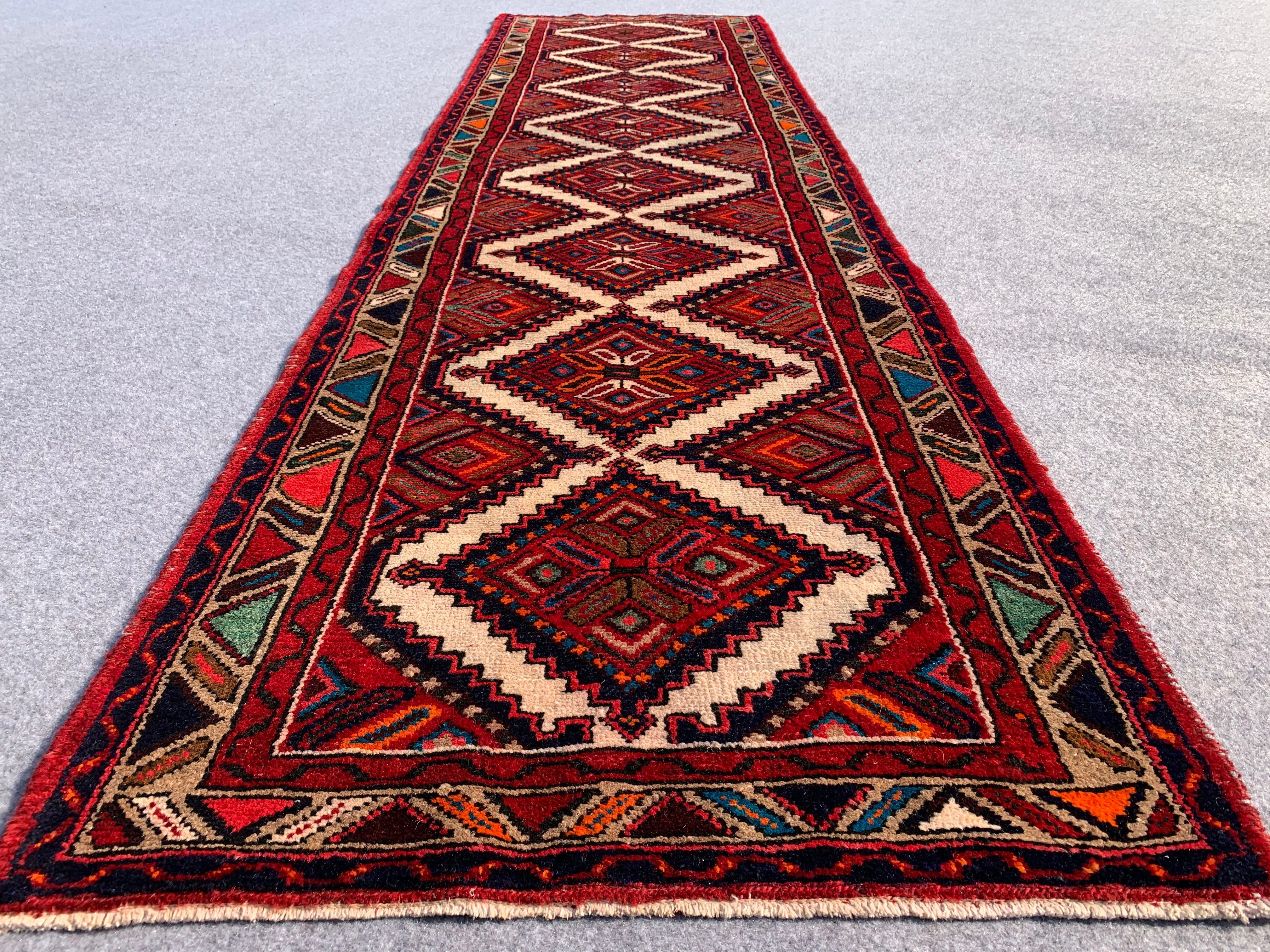 9.7' x 2.7' Ft. Authentic Persian Hamadan Ecbatana Hand Knotted Fine Wool Runner / Rug BR741