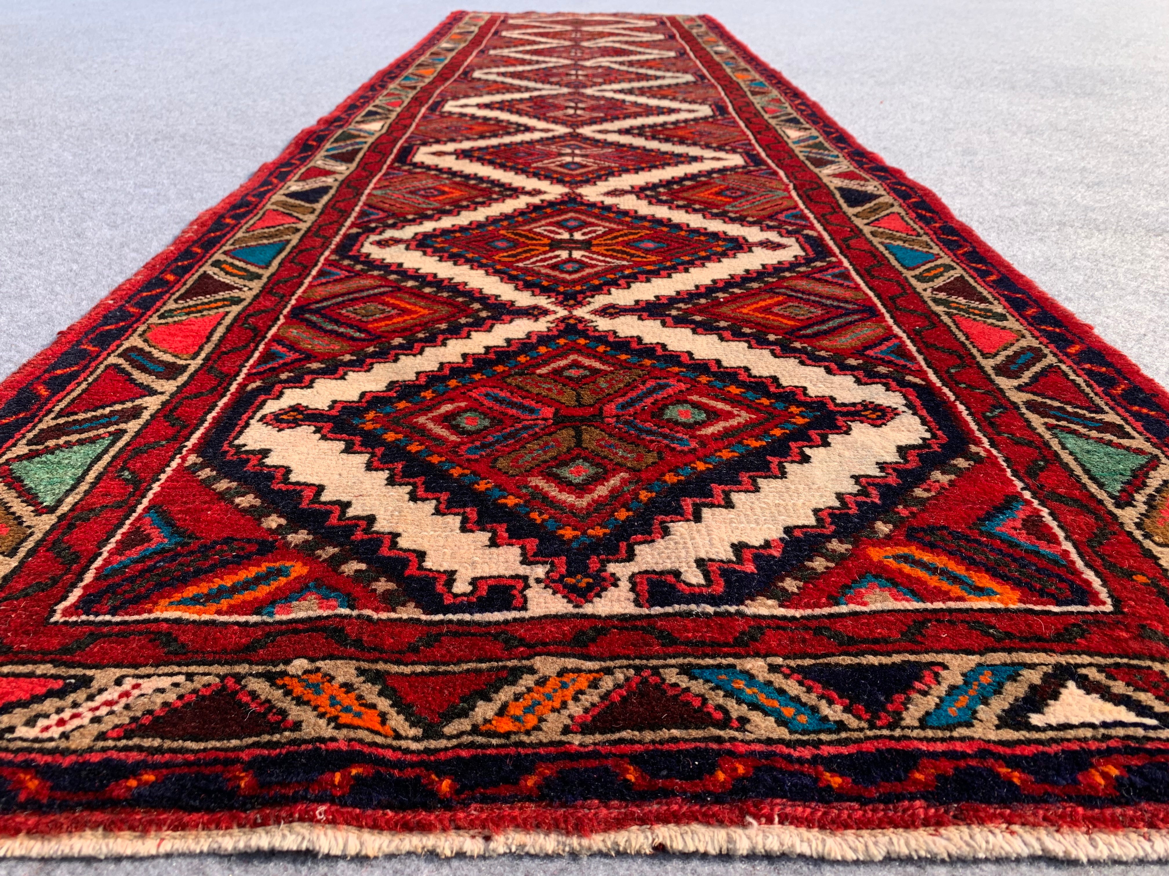 9.7' x 2.7' Ft. Authentic Persian Hamadan Ecbatana Hand Knotted Fine Wool Runner / Rug BR741