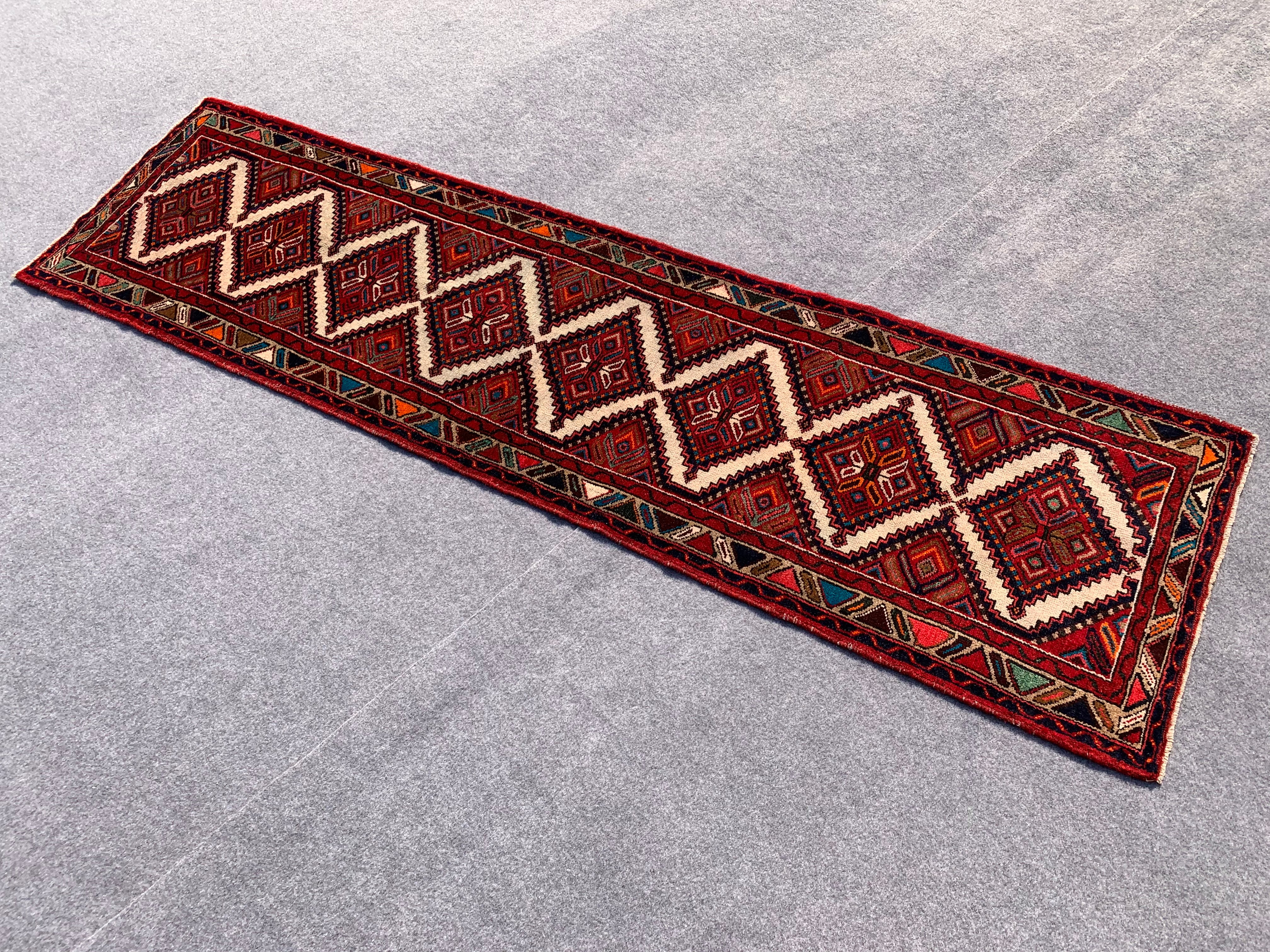 9.7' x 2.7' Ft. Authentic Persian Hamadan Ecbatana Hand Knotted Fine Wool Runner / Rug BR741