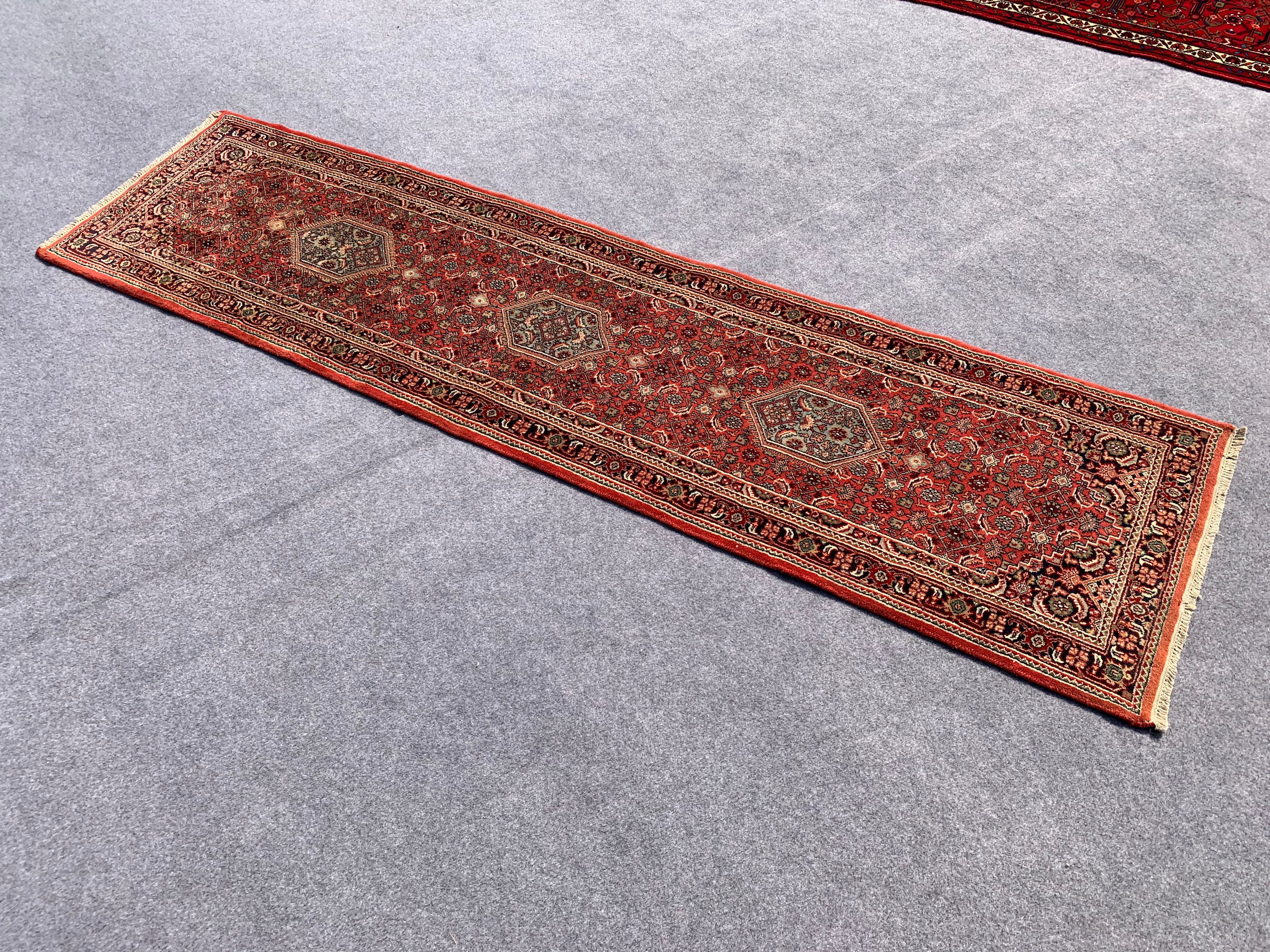 10.3' x 2.7' Authentic Vintage Bijar Hand Knotted Fine Wool Runner / Rug BR754