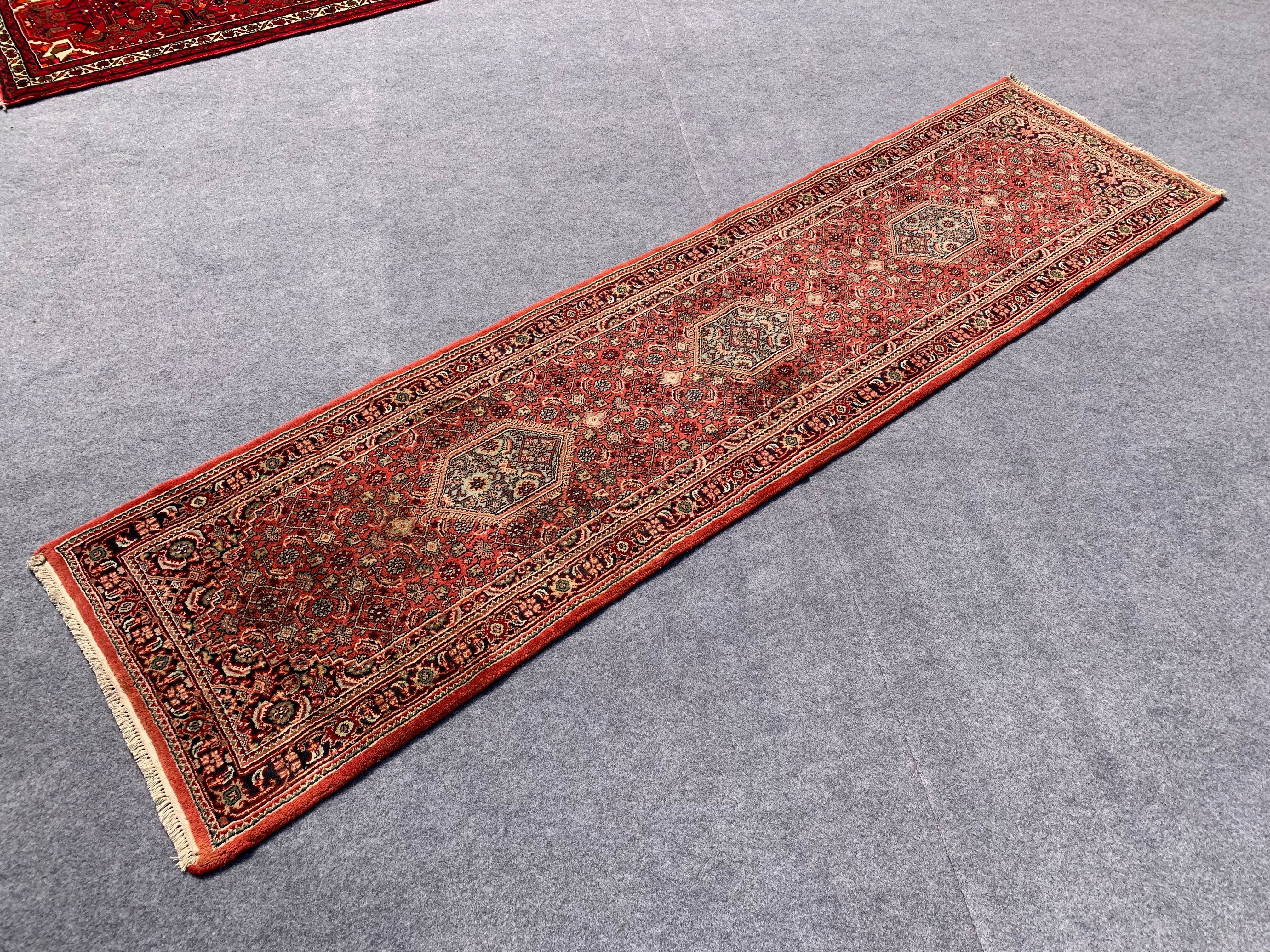 10.3' x 2.7' Authentic Vintage Bijar Hand Knotted Fine Wool Runner / Rug BR754