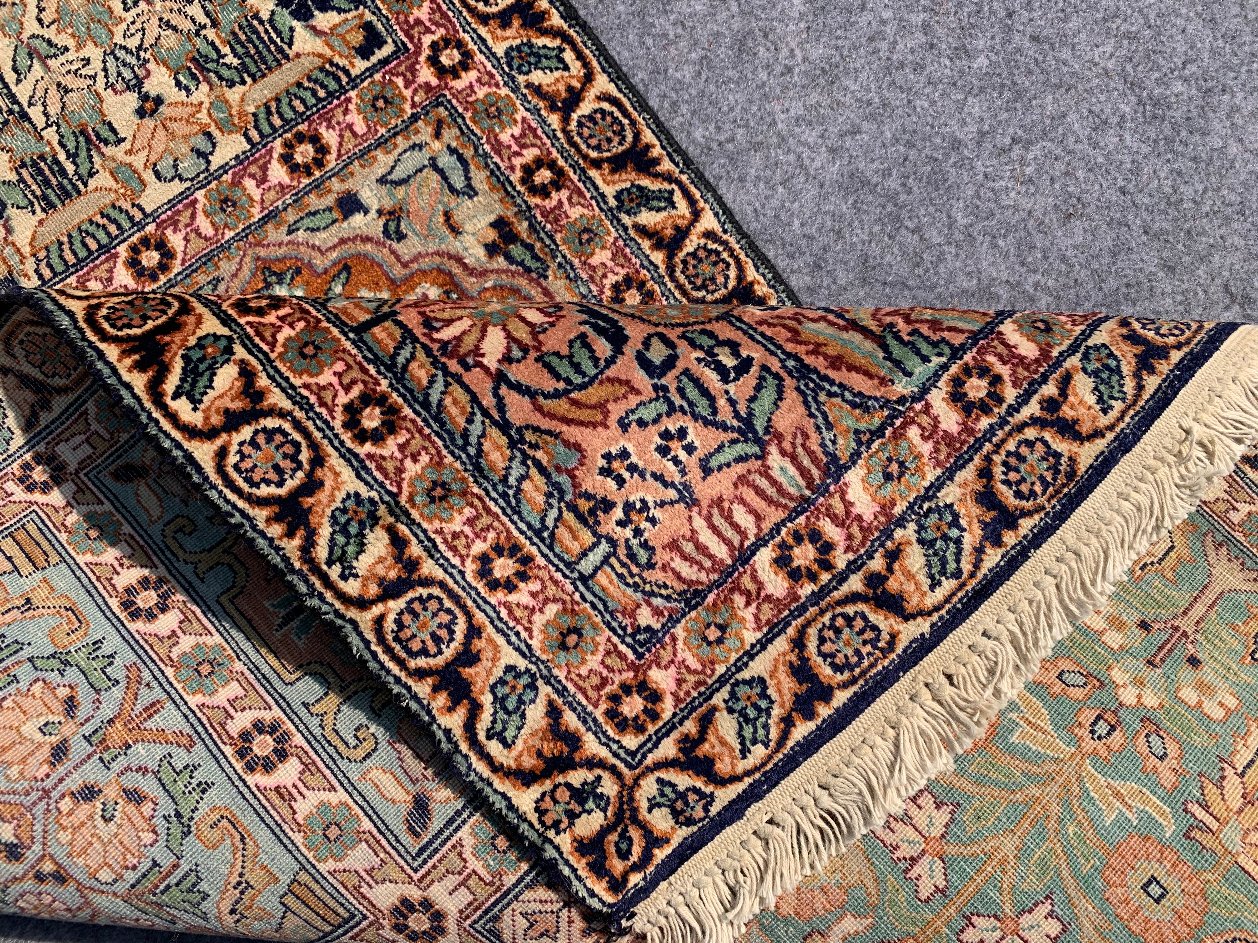 Authentic Vintage Kashmiri SILK Hand Knotted Distressed Runner / Rug