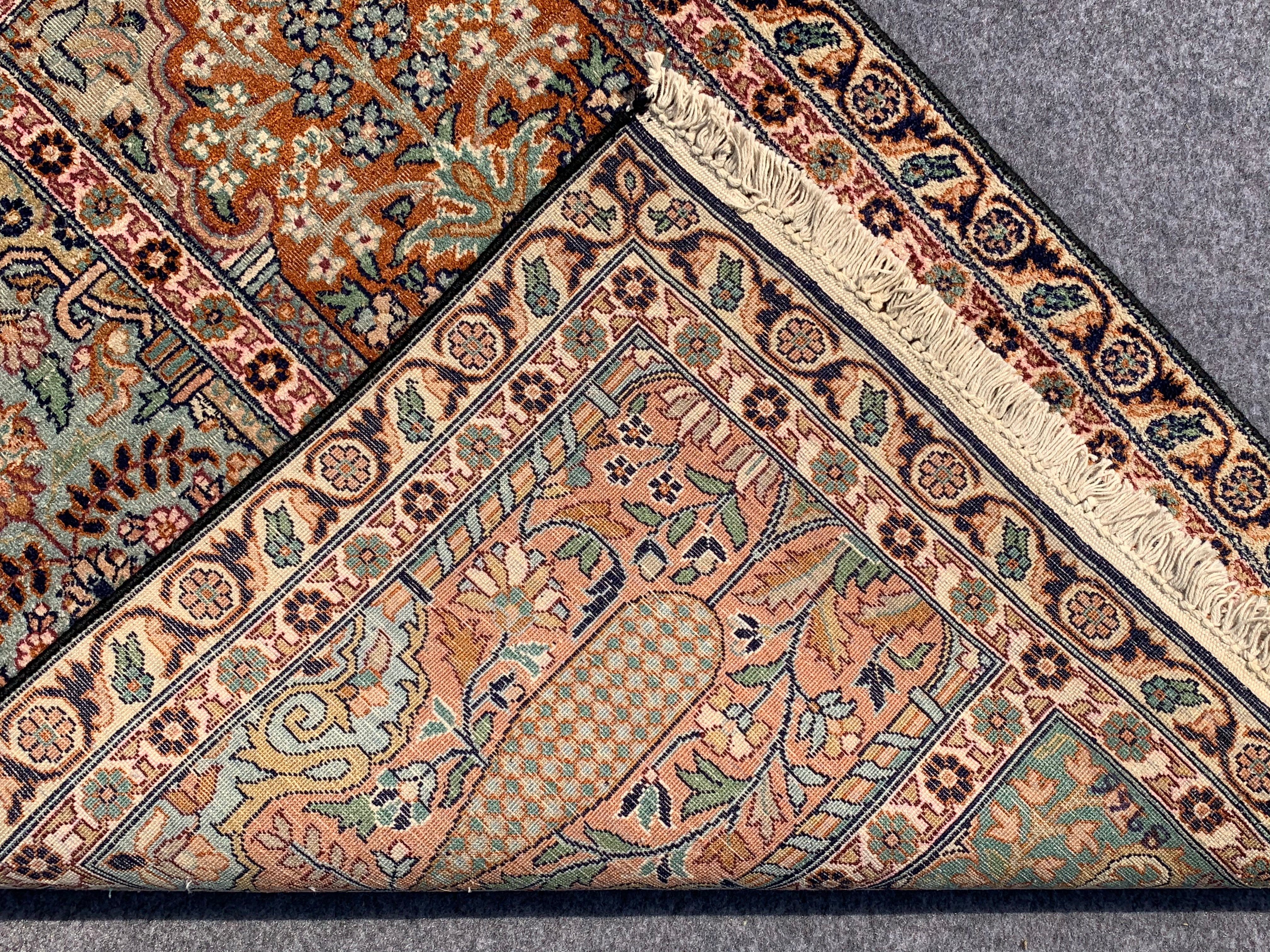 Authentic Vintage Kashmiri SILK Hand Knotted Distressed Runner / Rug