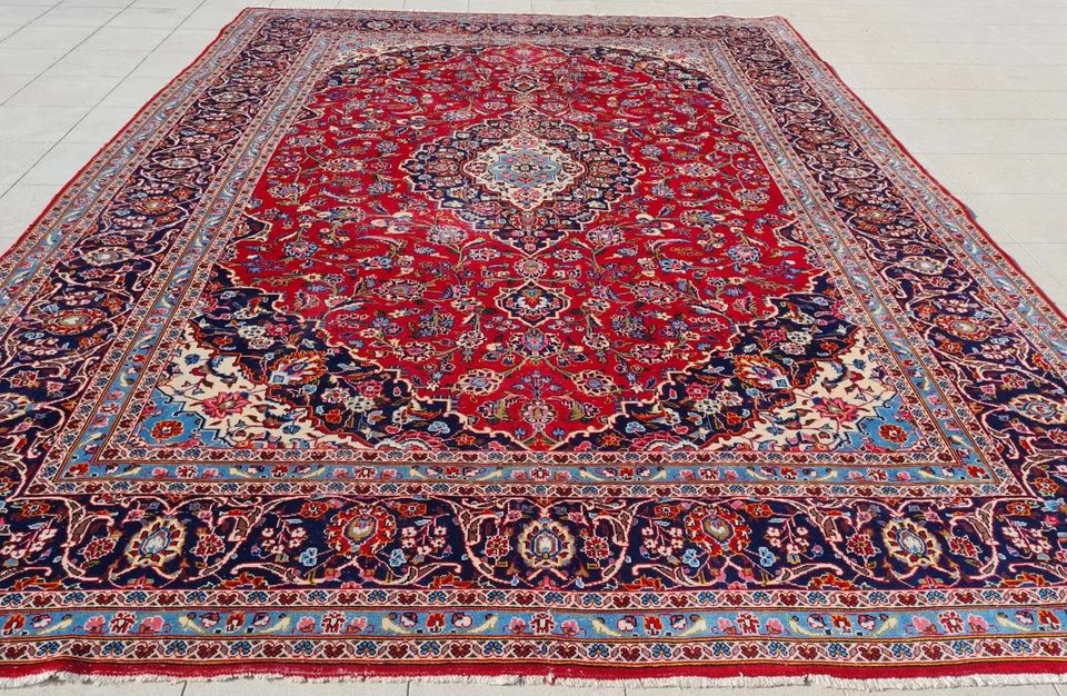 11 x 8 Ft. Authentic Persian Kashan Hand Knotted Fine Wool Area Rug - BR80