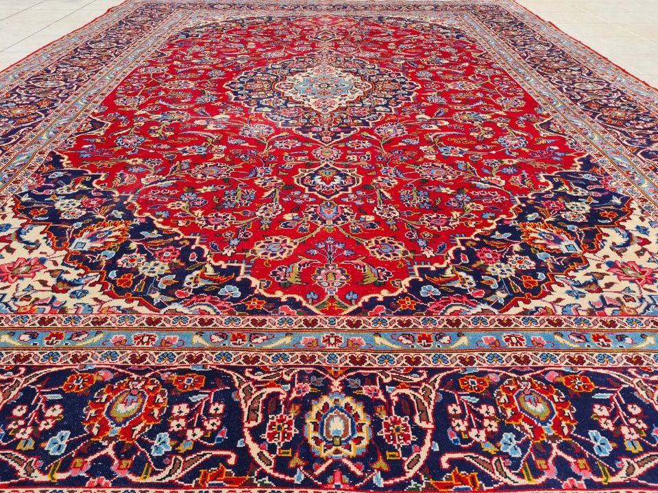 11 x 8 Ft. Authentic Persian Kashan Hand Knotted Fine Wool Area Rug - BR80