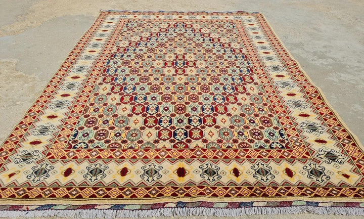 6.6' x 4.1' Ft Spectacular Hand Knotted Afghan Veg. Dyed Fine Maranous Wool Area Rug - BR920