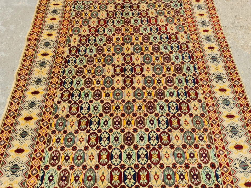 6.6' x 4.1' Ft Spectacular Hand Knotted Afghan Veg. Dyed Fine Maranous Wool Area Rug - BR920