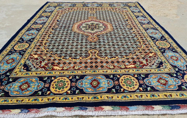 6.6' x 4' Ft. Spectacular Hand Knotted Veg Dyed Fine Maranous Wool Afghan Area Rug BR926