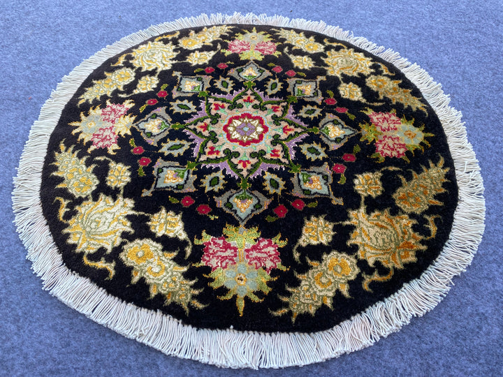 1.8' Round Authentic Persian Hand Knotted Kirman Round Area Rug BR975