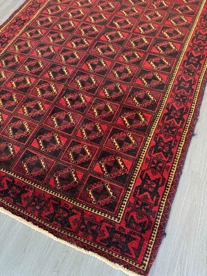 Authentic Vintage Turkish Anatolian Geometric Hand Knotted Wool Area Rug