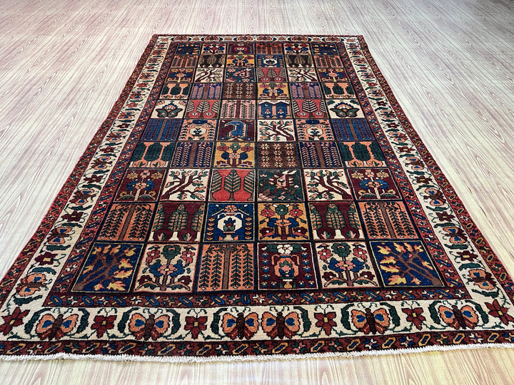 10' x 6' Ft. Authentic Vintage Persian Bakhtiari Kheshti Hand Knotted Wool Area Rug - BR3136