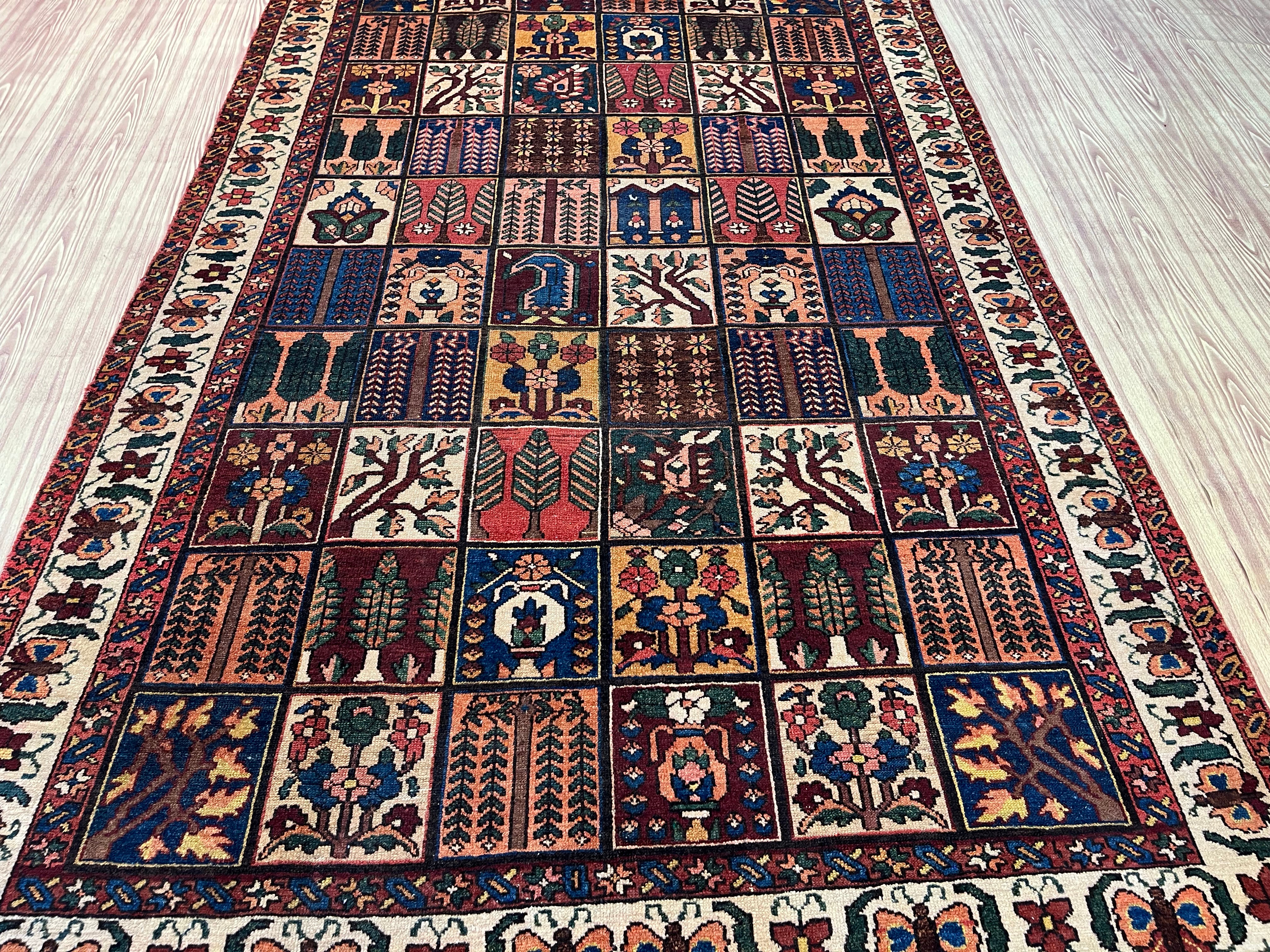 10' x 6' Ft. Authentic Vintage Persian Bakhtiari Kheshti Hand Knotted Wool Area Rug - BR3136