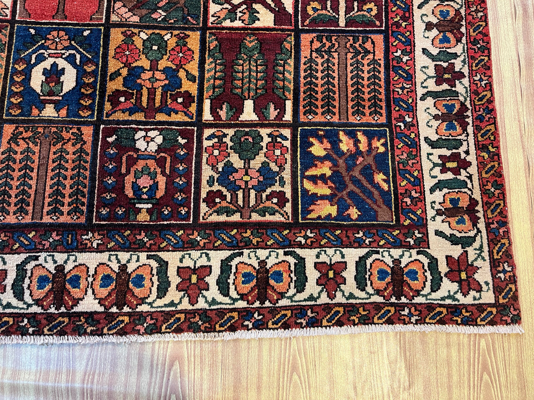 10' x 6' Ft. Authentic Vintage Persian Bakhtiari Kheshti Hand Knotted Wool Area Rug - BR3136