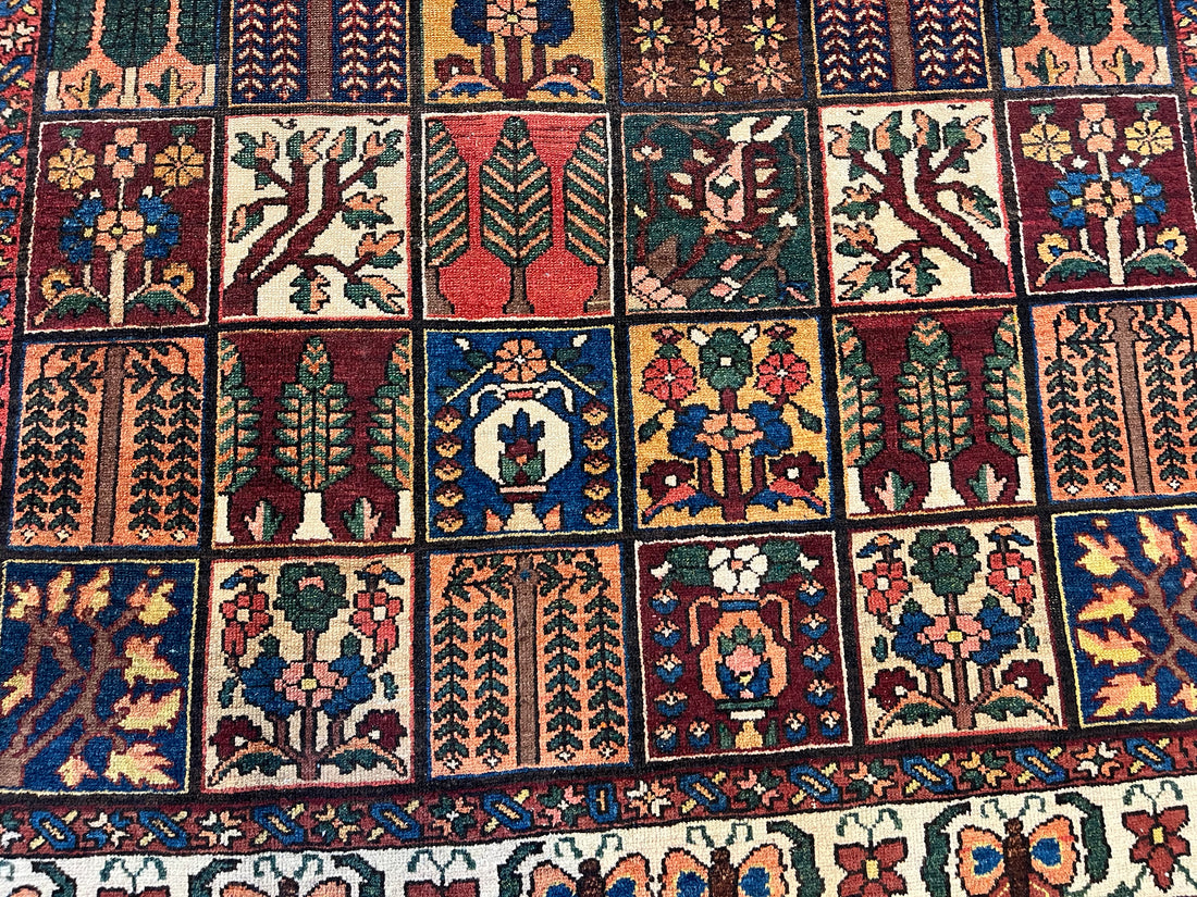 10' x 6' Ft. Authentic Vintage Persian Bakhtiari Kheshti Hand Knotted Wool Area Rug - BR3136