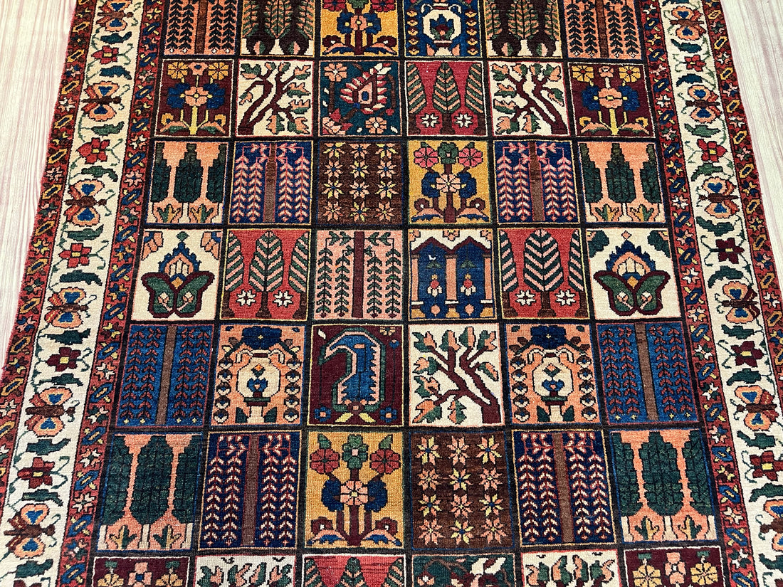 10' x 6' Ft. Authentic Vintage Persian Bakhtiari Kheshti Hand Knotted Wool Area Rug - BR3136