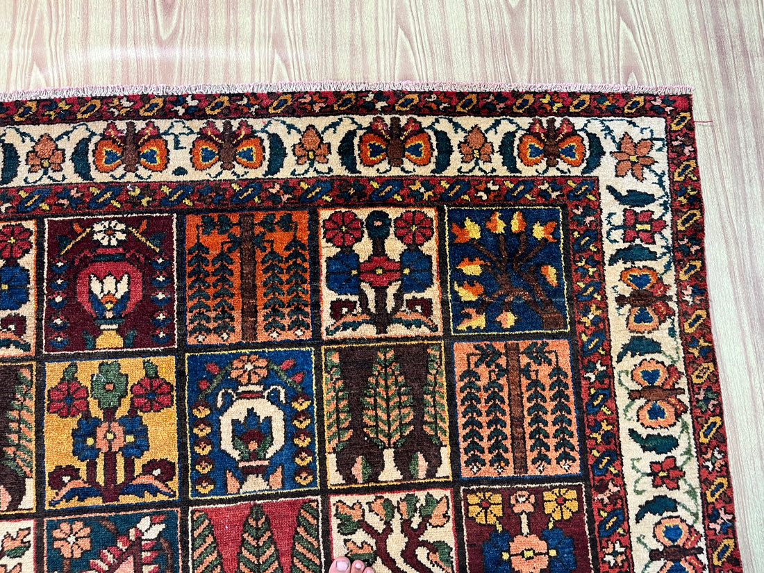 10' x 6' Ft. Authentic Vintage Persian Bakhtiari Kheshti Hand Knotted Wool Area Rug - BR3136