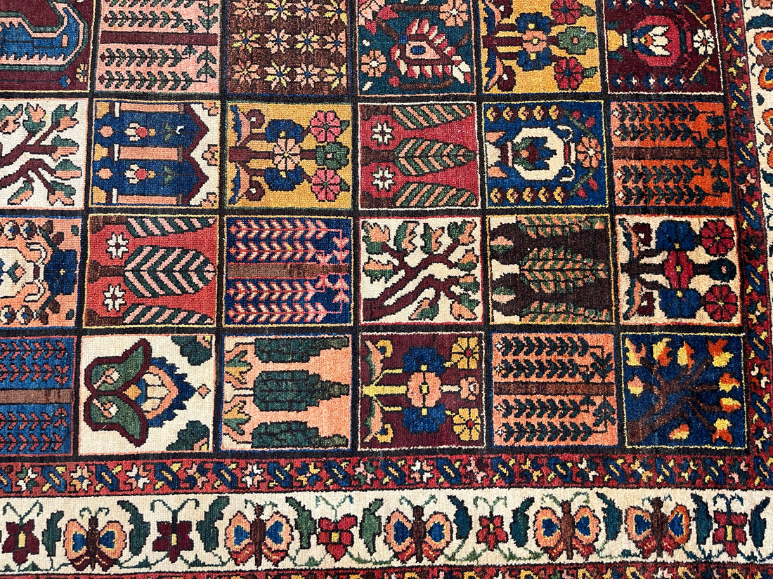 10' x 6' Ft. Authentic Vintage Persian Bakhtiari Kheshti Hand Knotted Wool Area Rug - BR3136
