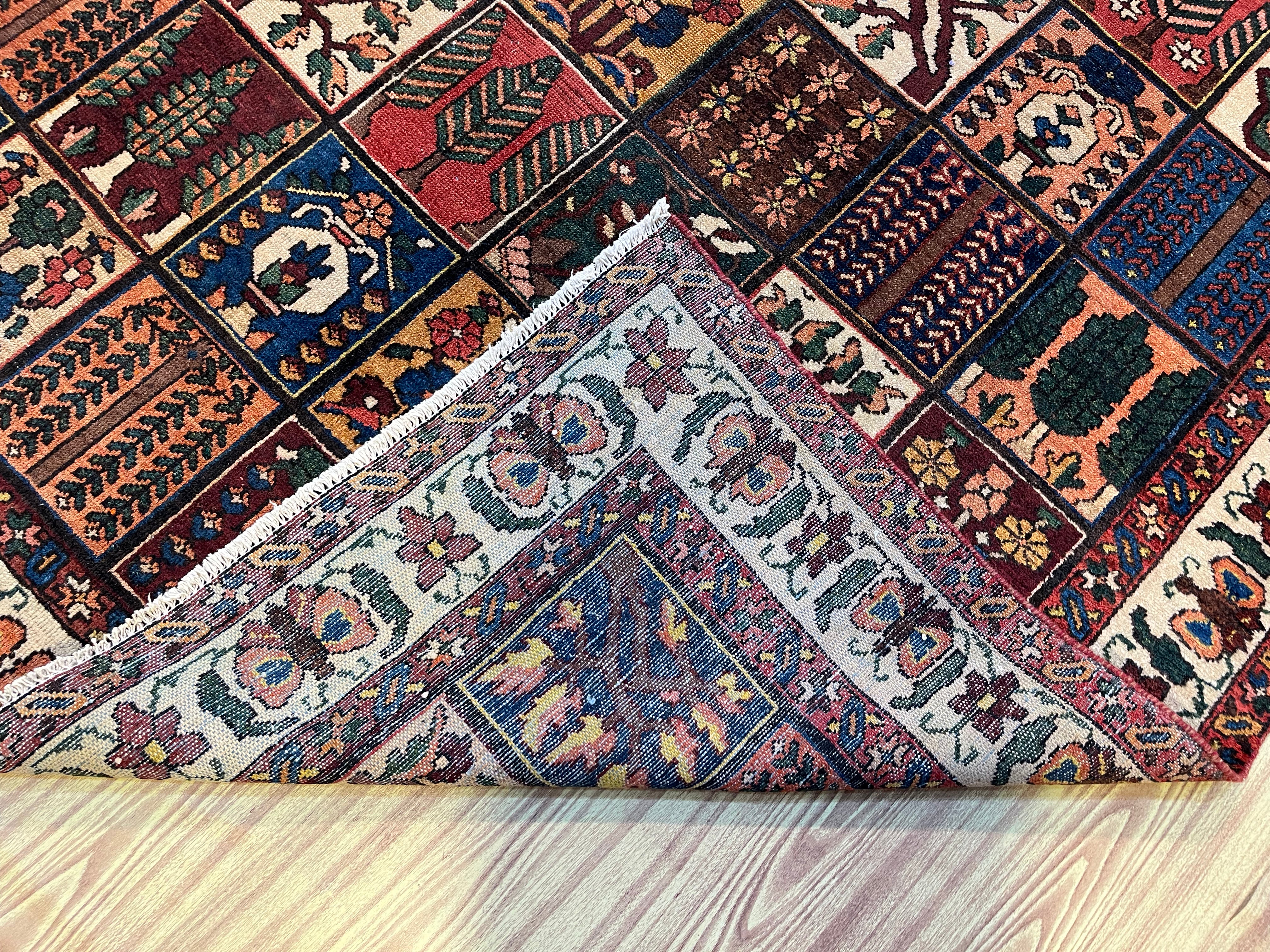 10' x 6' Ft. Authentic Vintage Persian Bakhtiari Kheshti Hand Knotted Wool Area Rug - BR3136