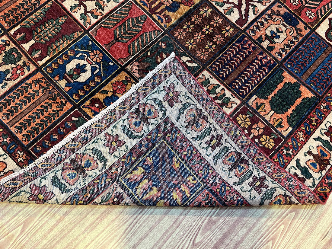 10' x 6' Ft. Authentic Vintage Persian Bakhtiari Kheshti Hand Knotted Wool Area Rug - BR3136