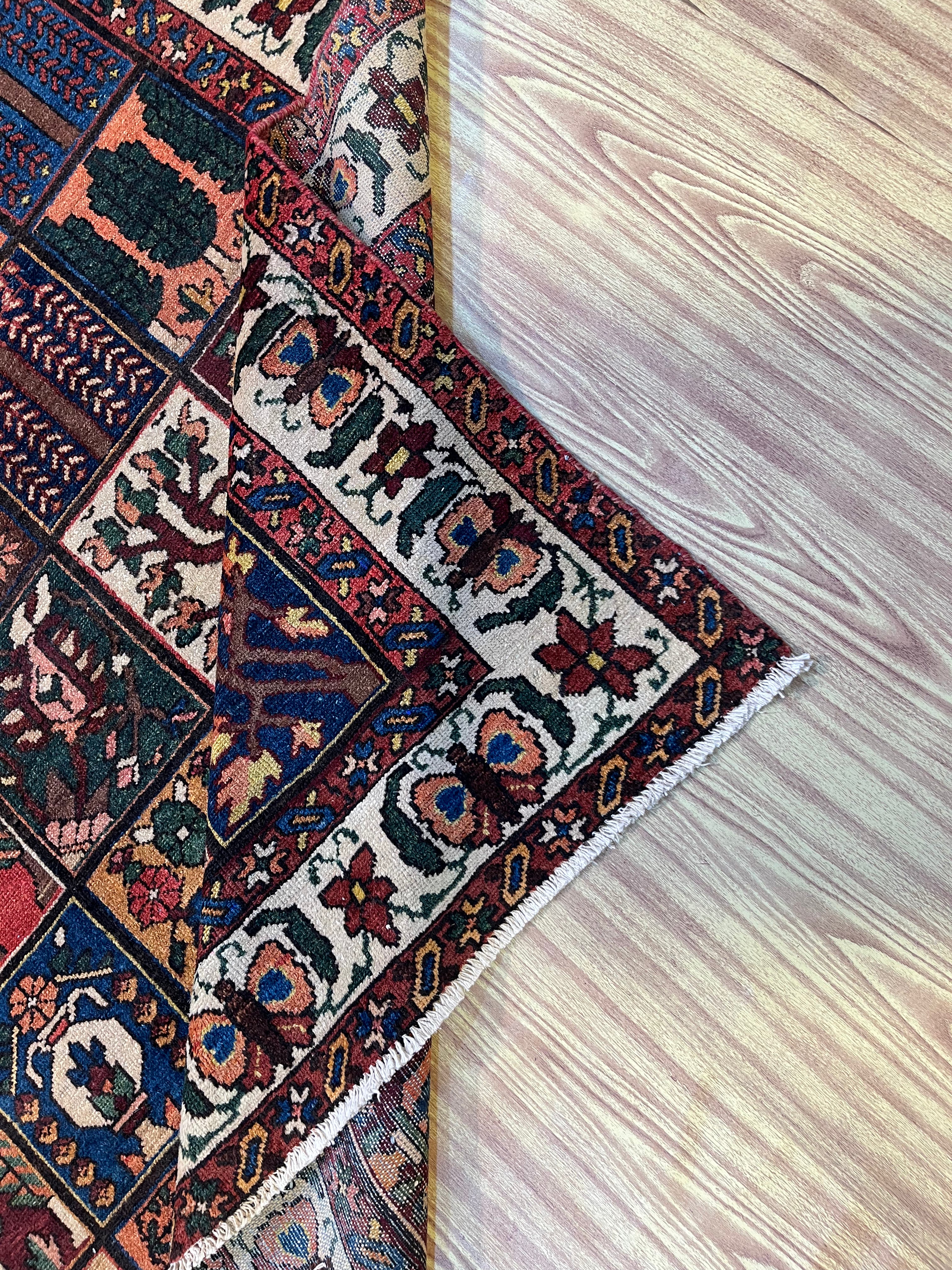 10' x 6' Ft. Authentic Vintage Persian Bakhtiari Kheshti Hand Knotted Wool Area Rug - BR3136