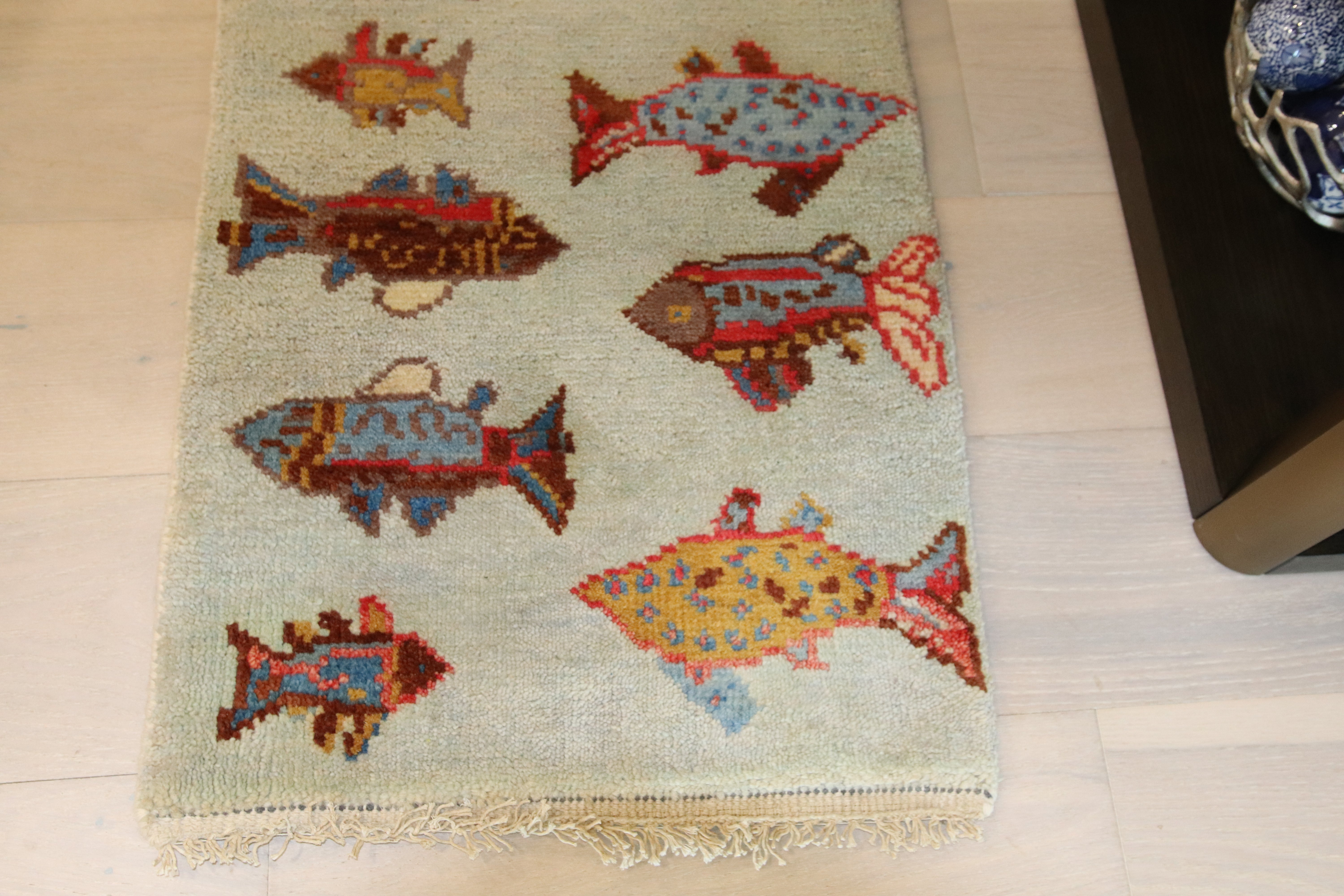 2’ x 8' Ft. Fun Colorful Fish /Sea Design Turkish Oushak Bohemian Handmade Wool Runner / Rug BR2624