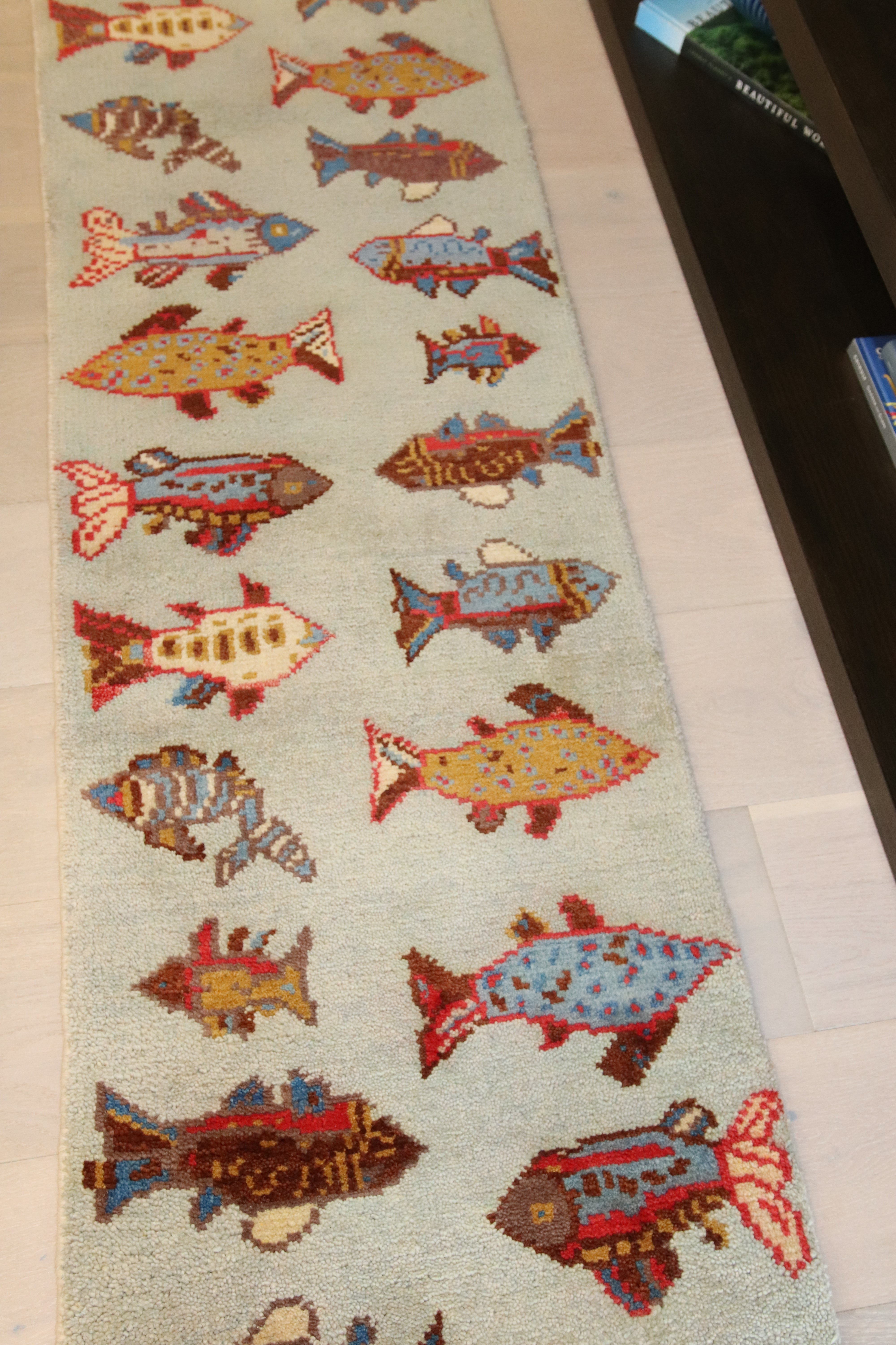2’ x 8' Ft. Fun Colorful Fish /Sea Design Turkish Oushak Bohemian Handmade Wool Runner / Rug BR2624