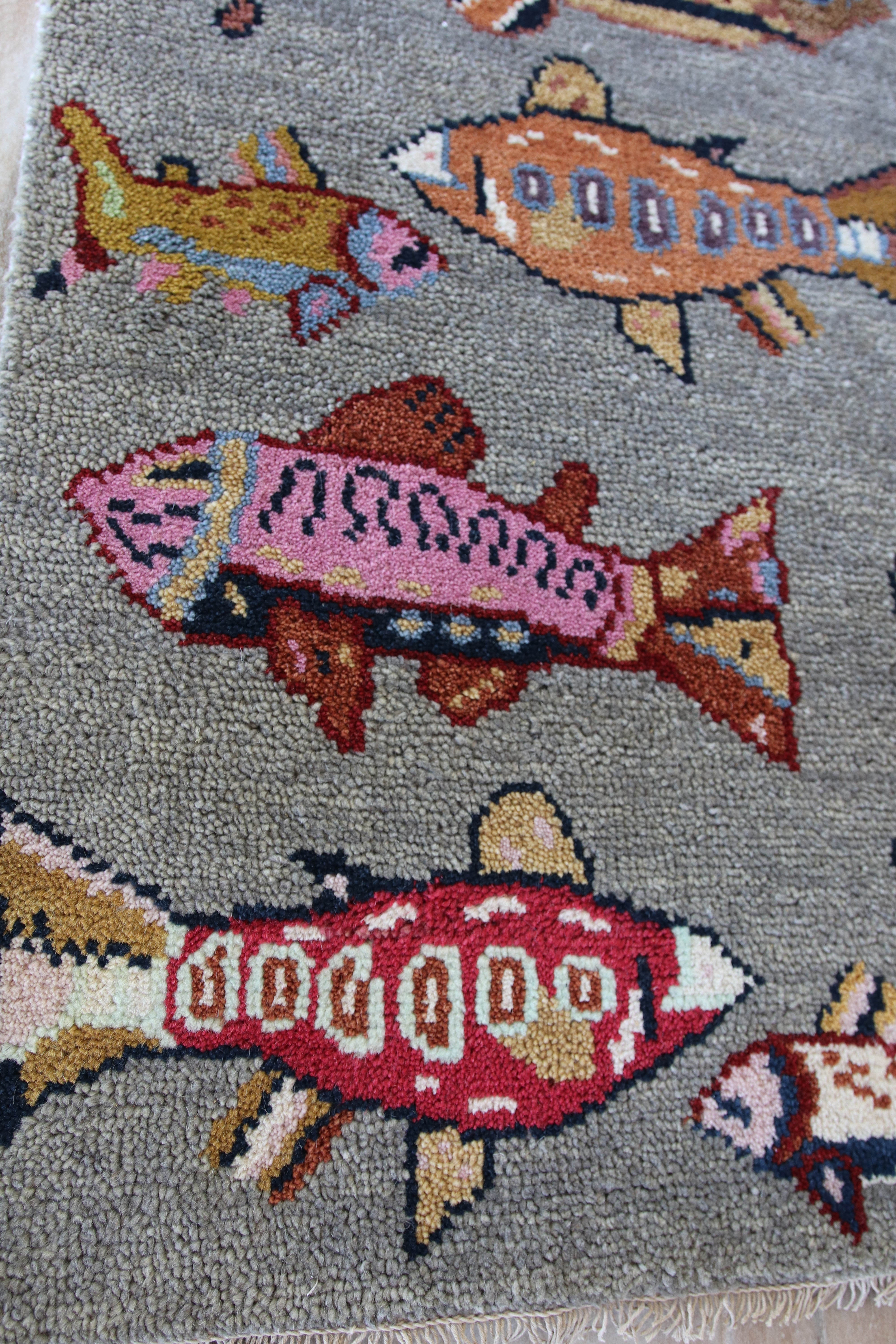 2’ x 3' Ft. Fun Colorful Fish / Sea Design Turkish Oushak Bohemian Hand Knotted Wool Area Rug - BR2618