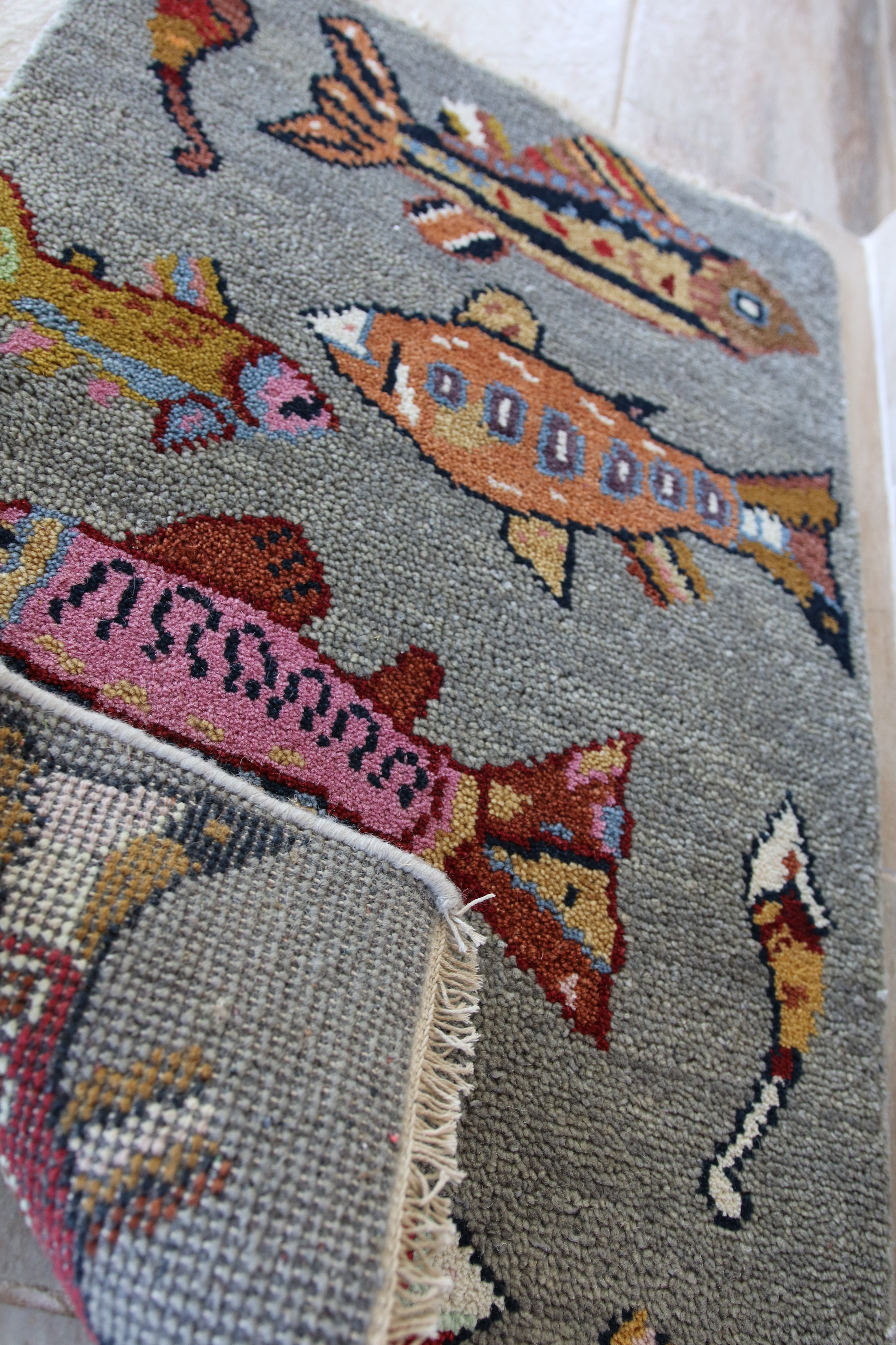 2’ x 3' Ft. Fun Colorful Fish / Sea Design Turkish Oushak Bohemian Hand Knotted Wool Area Rug - BR2618