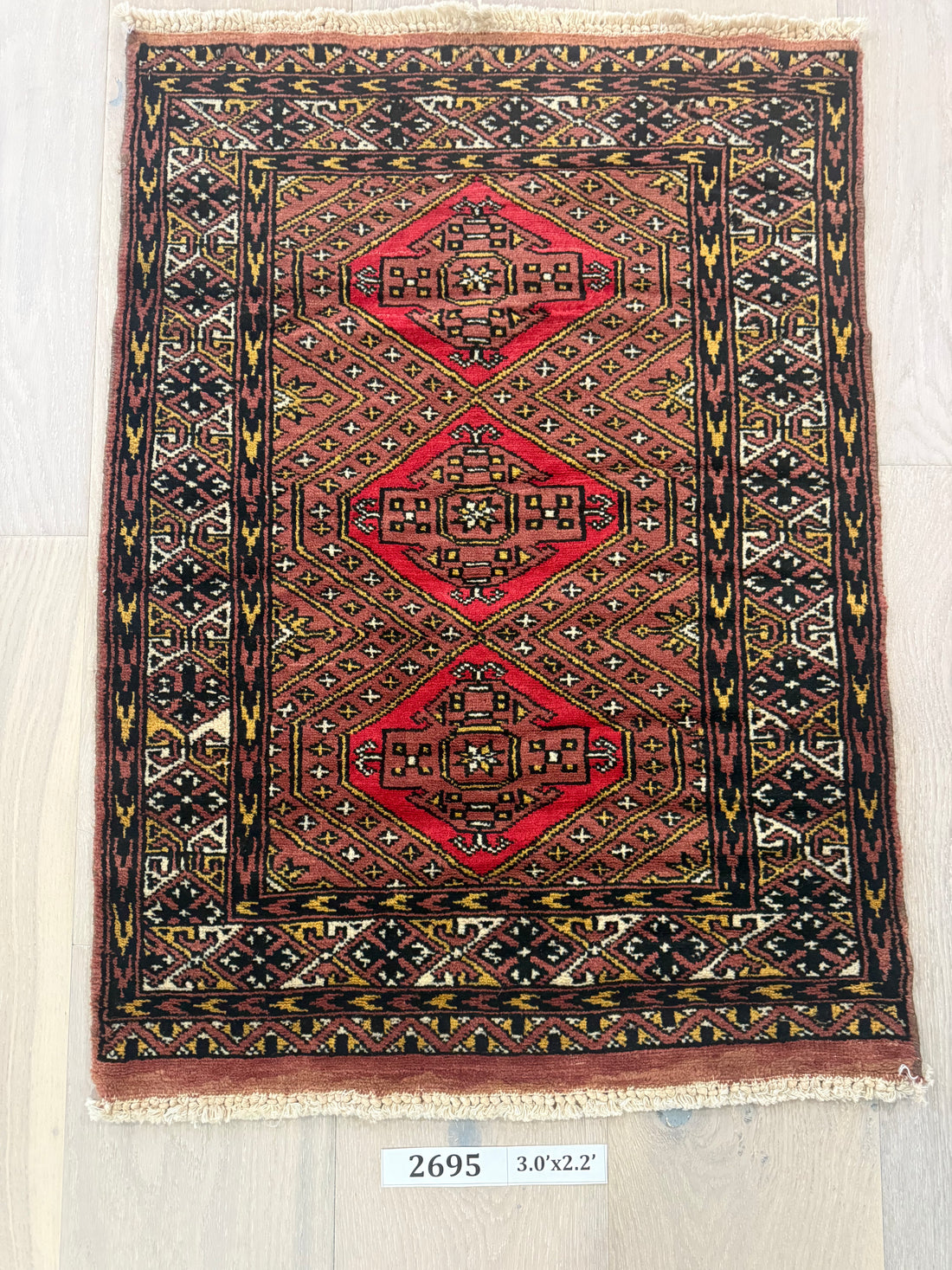 3'x2' Authentic Hand Knotted Persian Hamadan Fine Wool Area Rug - BR2695