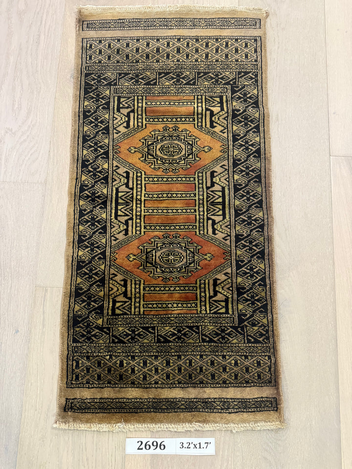 3'x2' Authentic Hand Knotted Persian Hamadan Fine Wool Area Rug - BR2696
