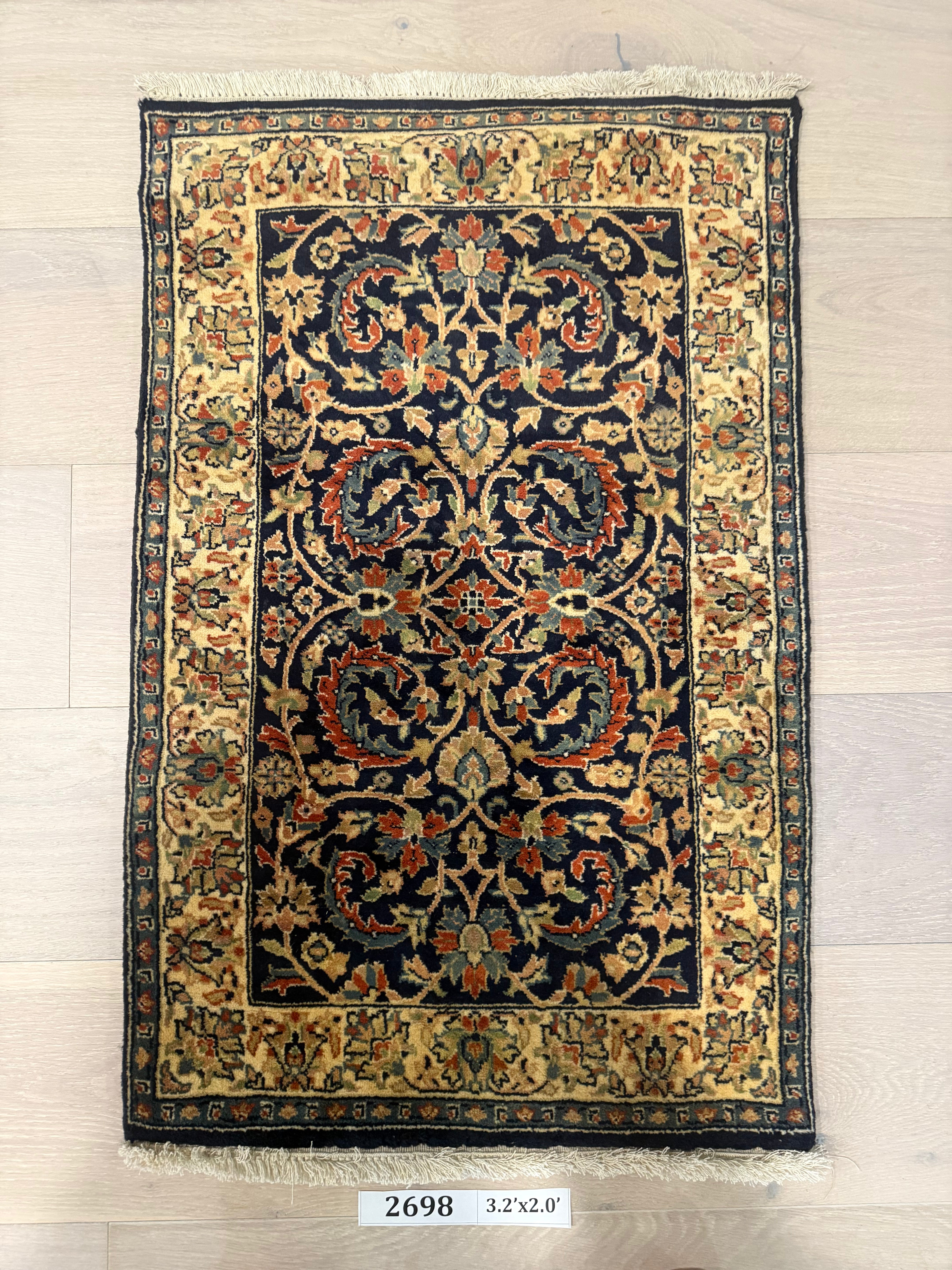 3'x2' Authentic Hand Knotted Persian Hamadan Fine Wool Area Rug - BR2698