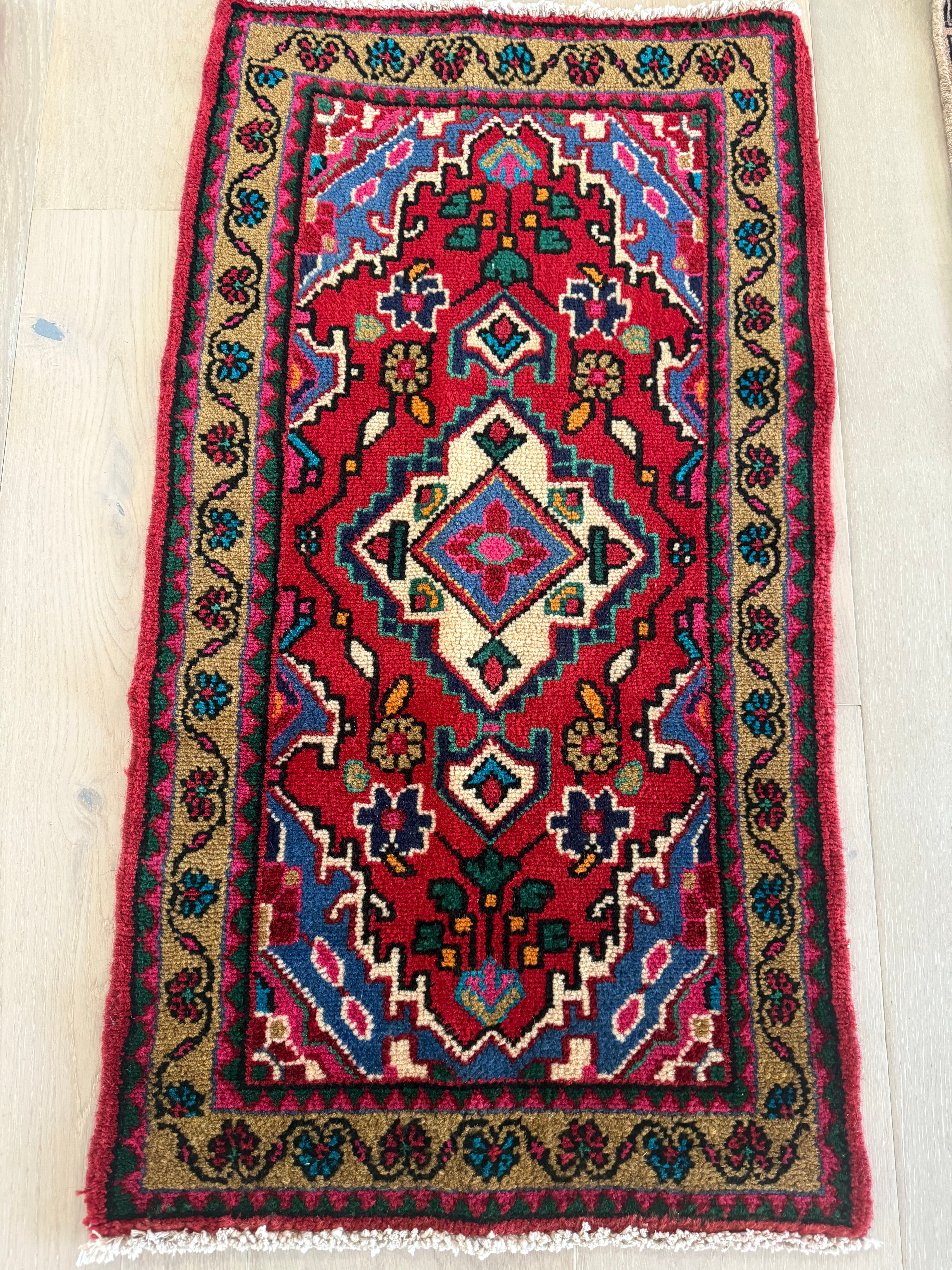2'x3' Authentic Hand Knotted Persian Hamadan Fine Wool Area Rug - BR2702