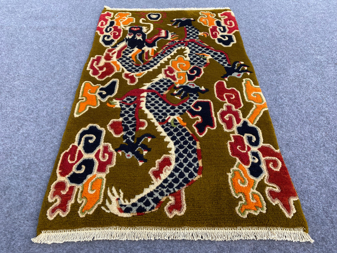 3.3' x 2.1' Ft. Authentic Persian Nepal Gabbeh Hand Knotted Finest Wool Small Area Rug BR1013