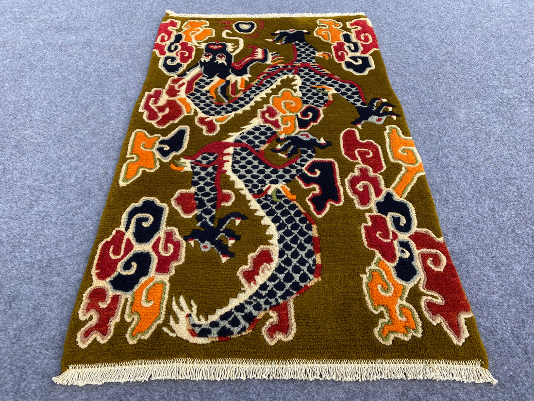 3.3' x 2.1' Ft. Authentic Persian Nepal Gabbeh Hand Knotted Finest Wool Small Area Rug BR1013