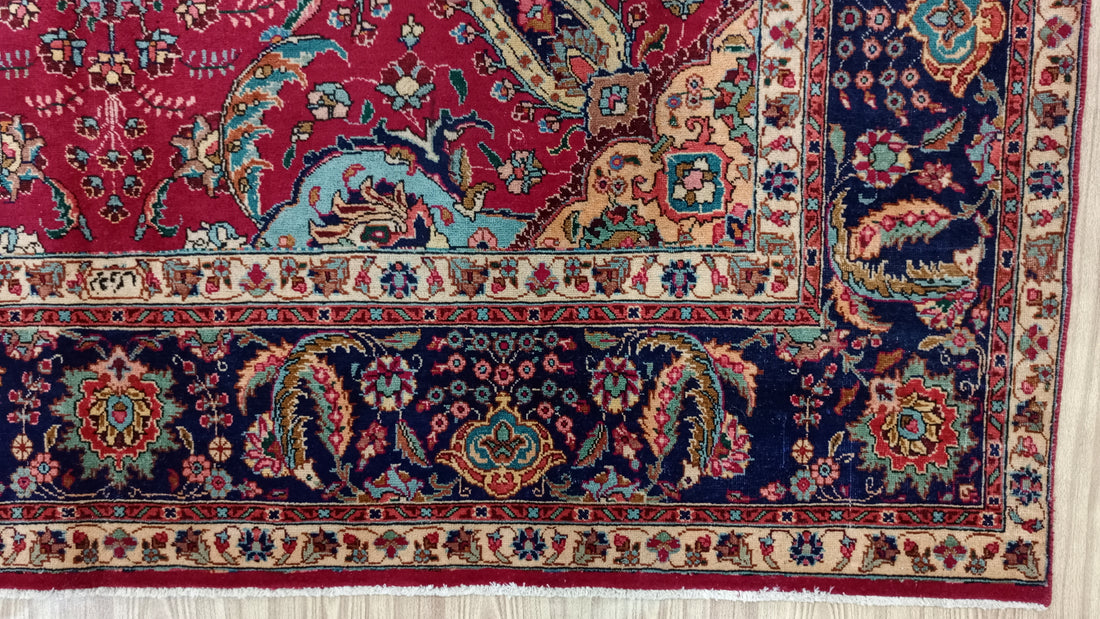 12' x 9' Ft. Authentic Vintage Persian Tabriz Hand Knotted Wool Area Rug - BR3138