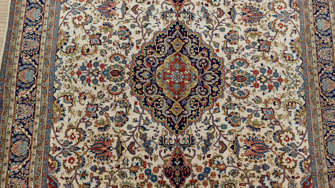 11' x 8' Stunning Authentic Vintage Persian Nain Hand Knotted Wool Area Rug - BR3140