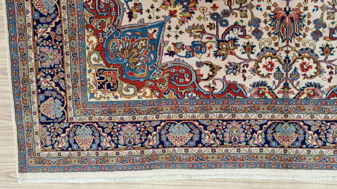 11' x 8' Stunning Authentic Vintage Persian Nain Hand Knotted Wool Area Rug - BR3140
