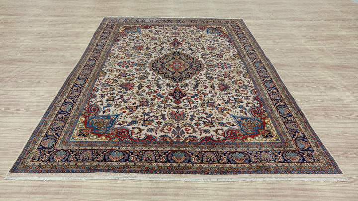 11' x 8' Stunning Authentic Vintage Persian Nain Hand Knotted Wool Area Rug - BR3140