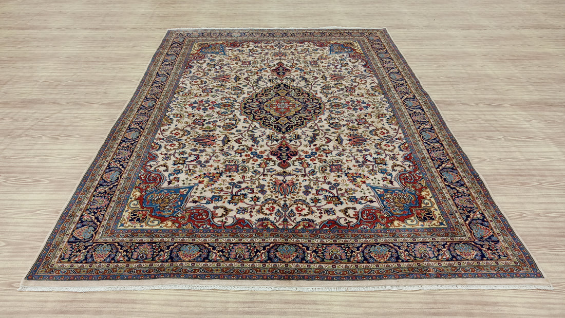 11' x 8' Stunning Authentic Vintage Persian Nain Hand Knotted Wool Area Rug - BR3140