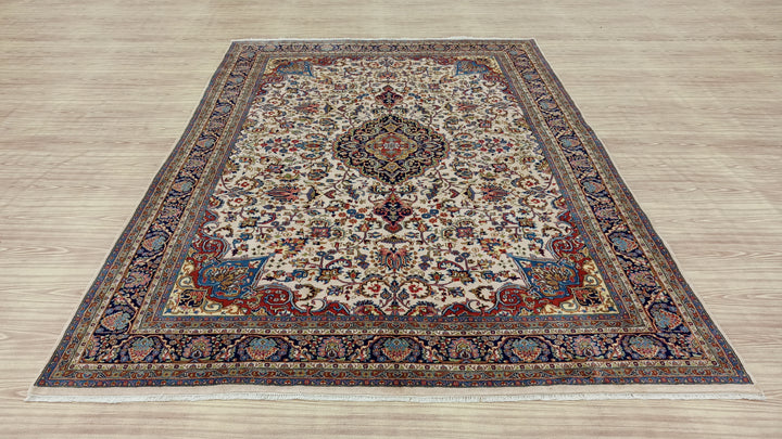 11' x 8' Stunning Authentic Vintage Persian Nain Hand Knotted Wool Area Rug - BR3140