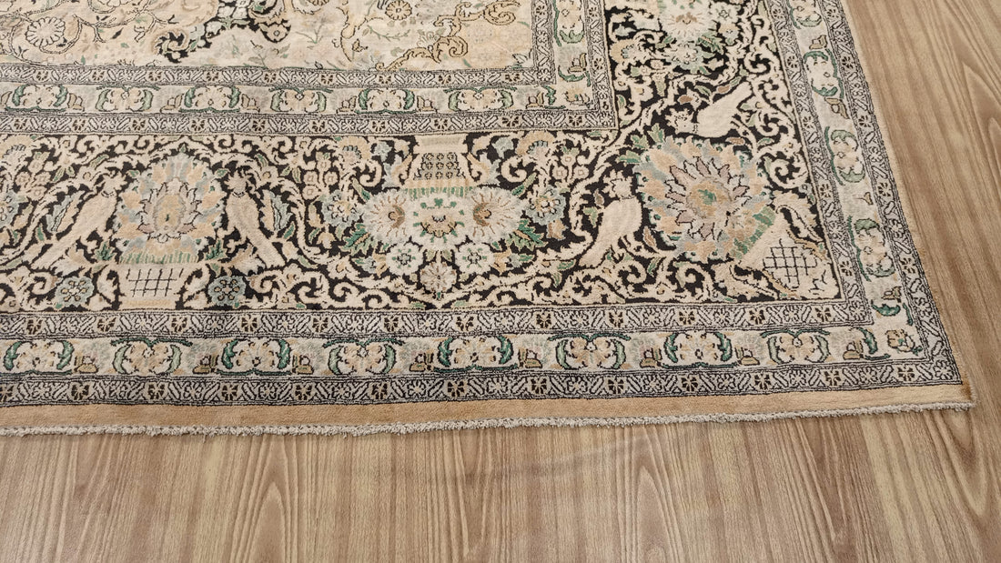 14’ x 10’ Rare vintage Persian Nain Hand Knotted Wool & Silk Area Rug - BR3141