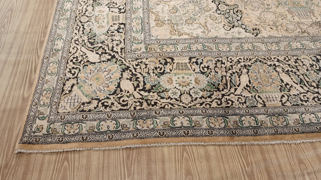 14’ x 10’ Rare vintage Persian Nain Hand Knotted Wool & Silk Area Rug - BR3141