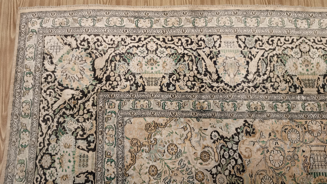 14’ x 10’ Rare vintage Persian Nain Hand Knotted Wool & Silk Area Rug - BR3141