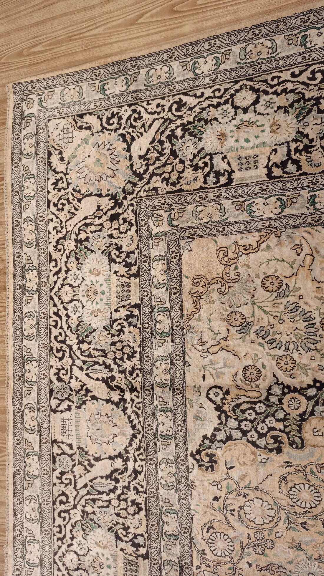 14’ x 10’ Rare vintage Persian Nain Hand Knotted Wool & Silk Area Rug - BR3141