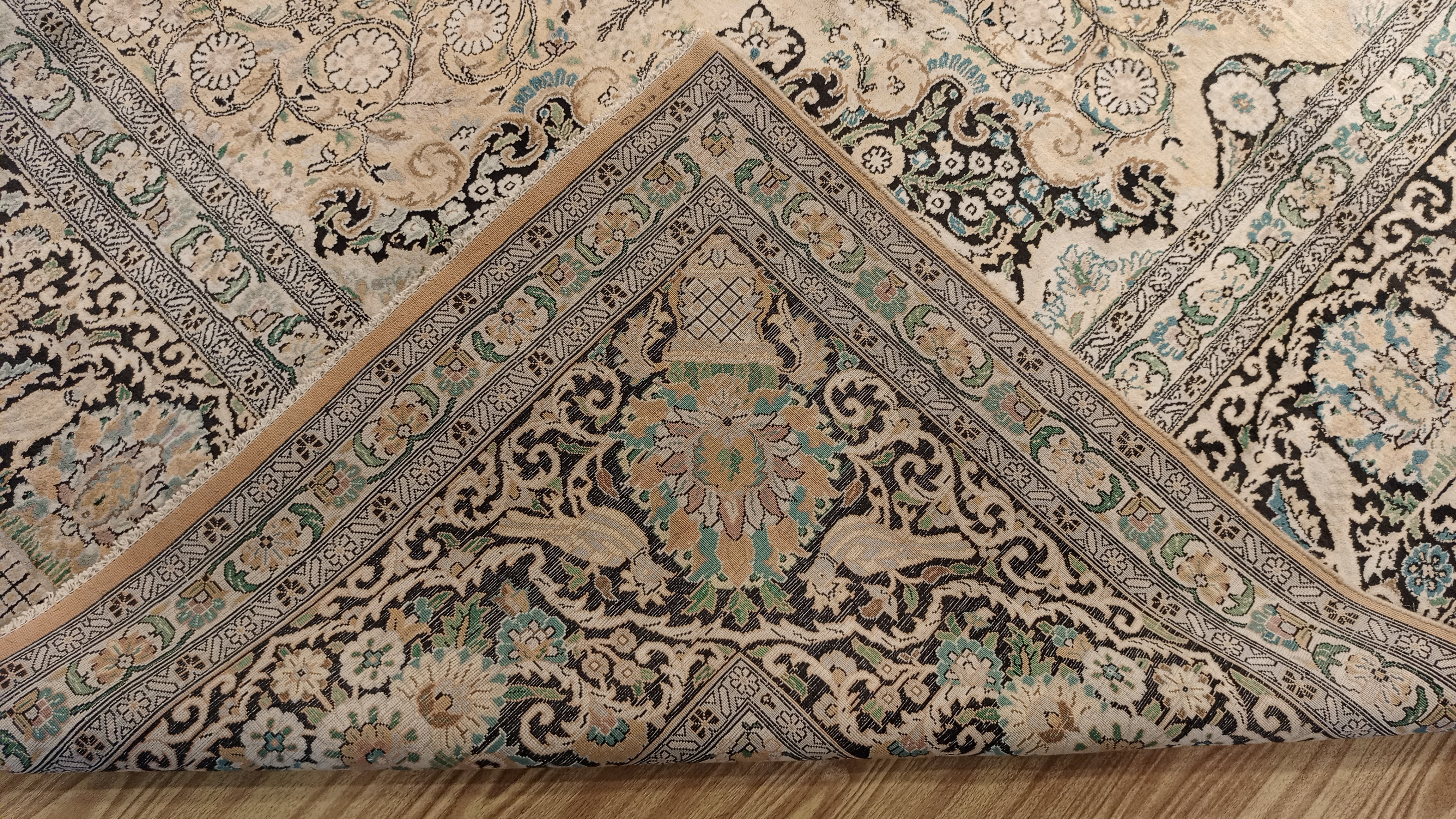 14’ x 10’ Rare vintage Persian Nain Hand Knotted Wool & Silk Area Rug - BR3141